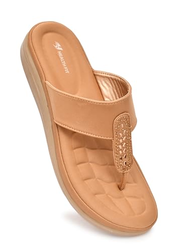 Image of HEALTH FIT EXTRA SOFT Women's Comfortable Memory Foam Doctor Slippers /Flip-Flops|Fashionable Casual & Stylish|Lightweight & Breathable|Outdoor Synthetic Casual Chappals Sandals Ladies & Girls HF23