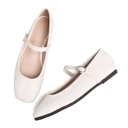 Image of LUXINYU Women's Slip on Flats,Classy Round Toe Solid Classic Mary Jane Ballet Dance Shoes Soft Comfortable PU Flat Shoes