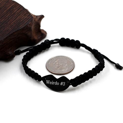 Image of Personalize 3PCS Friendship Bracelets Heart Puzzle Matching Handmade Woven Braided Black Rope Bracelet Set for Best Friends Sisters
