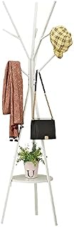 COZYFUN Coat Hanger Stand, Metal Hat Stands, Clothes Hanger Rack, Industrial Bag Hanger Shelf, Free Standing Hall Tree For Hallway, Bedroom, Hall, Entryway, White