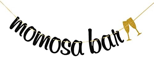 Momosa Bar Banner, Glitter Baby Shower Bunting Sign, Bridal Shower Party Decors, Bachelorette Party, Wedding Mimosa Bar Party Decorations, Black