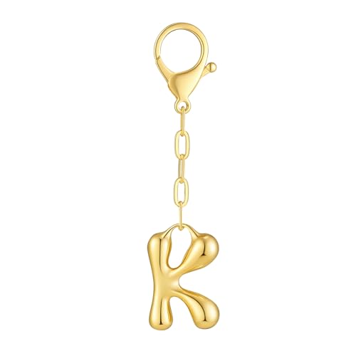 DoDoBeads Initial Keychains, Gold Bubble Bag Charm for...