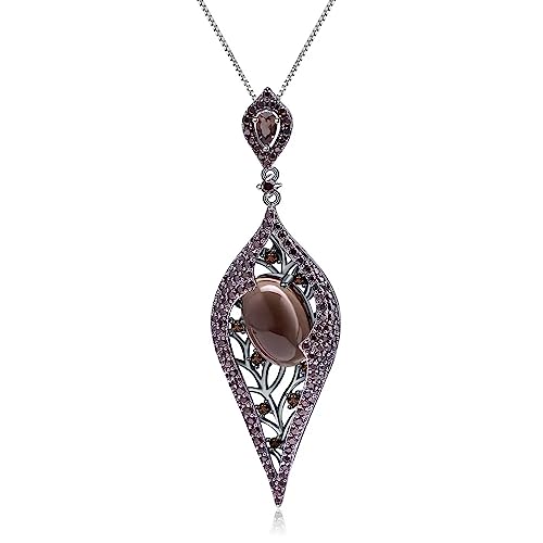 Bijoux pierres précieuses collier argent 925 et quartz fumé femme