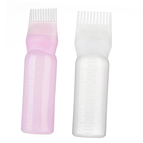 PartyKindom 3Pcs White Hair Coloring Applicator Comb Durable Dye Bottle with Graduated Scale for Even Color Distribution Salons and Home Use