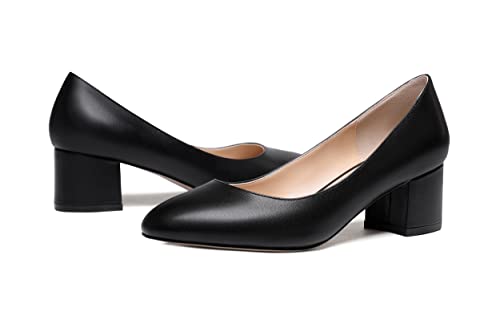 WAYDERNS Women's Matte Round Toe Slip On Block Chunky Low Heel Pumps Shoes 2 Inch3