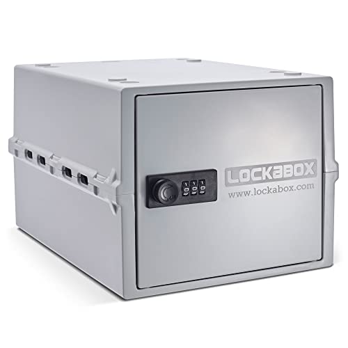 Lockabox One™ | Premium Lock Box | Medium Combination Lock Box For Food, Medicine & Home Safety | External Size 12 x 8 x 6.6 inches (Opal White)