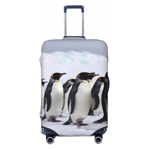 Antarctica Penguins Luggage Cover Washable Stretch Suitcase Protector Anti-Scratch Travel Luggage Sleeve Elastic Baggage Cover Fits 18-32 Inch