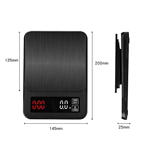 Liudan Digital Kitchen Scale Electronic Drip Coffee Scale with Timer，for Cooking Baking Measure Tools (Color : 5000g x 0.1g)