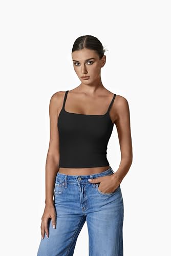 Avidlove Camisole Tank Top for Women Square Neck Spaghetti Straps Double Lined Y2K Going Out Cami Tops2