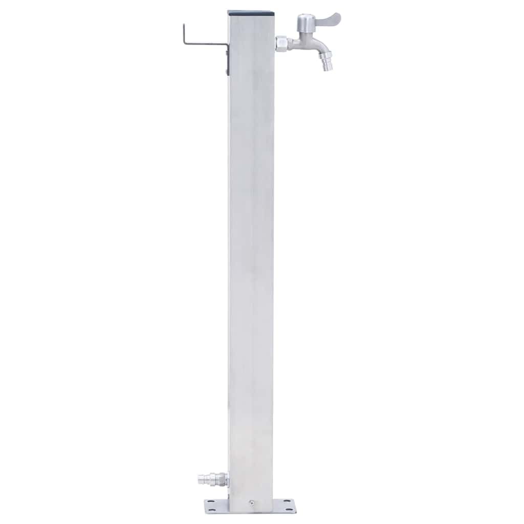 Wassersäule Edelstahl 40 cm quadratisch mit Wasserhahn und Haken für Gartenschlauch Bewässerungssystem Garten Rasensprenger Pumpe automatische Steuerung Terrasse Balkon
