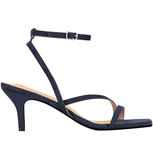 ILLUDE Women’s Ankle Strap Sandal Heels Low Kitten Heel Square Toe Strappy Heeled Sandals – Hera2