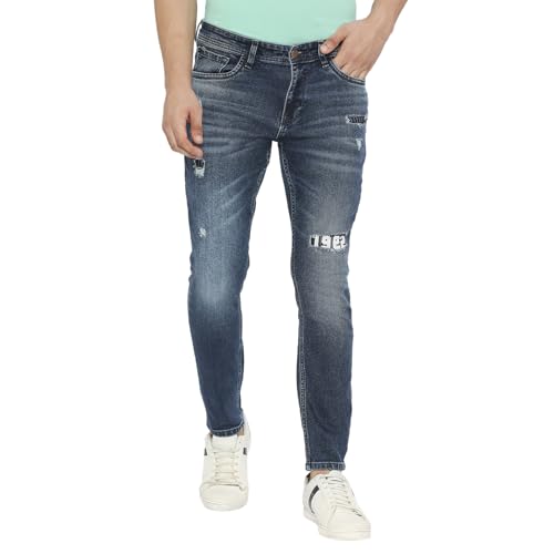 Image of Spykar Men's Kano Slim Fit Mid-Rise Jeans (Ankle Length)