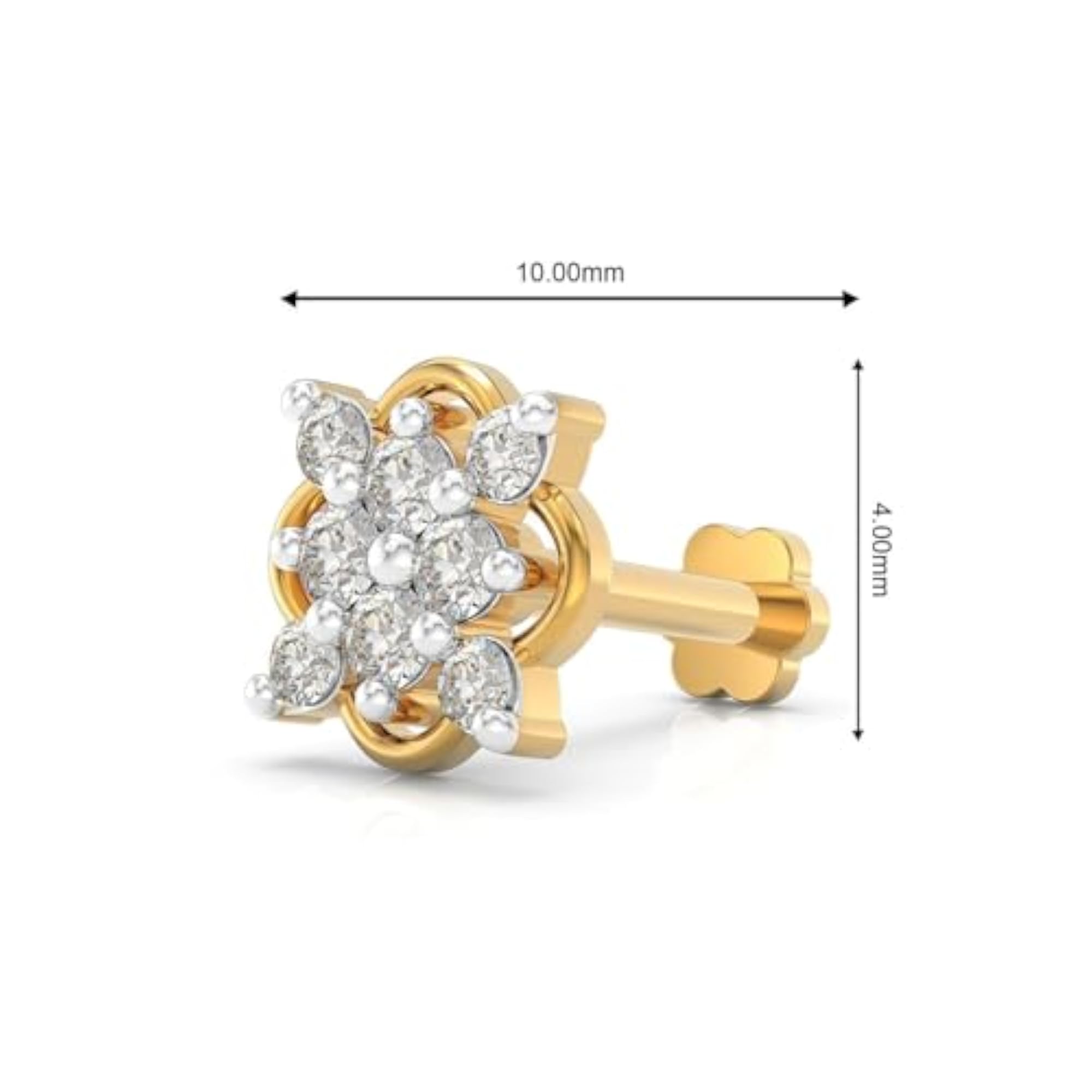 Women's 925 Sterling Silver 18K Gold Plated Lucky Bloom Nose Pin
