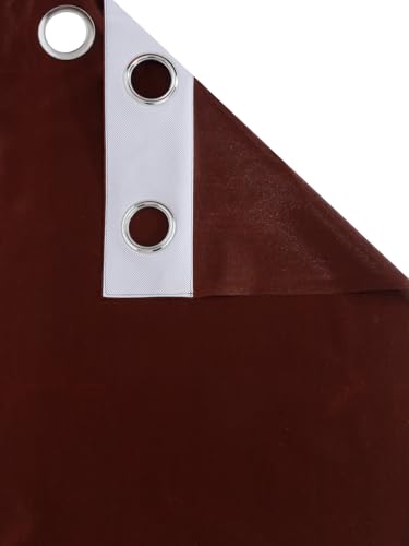 Image of Home Sizzler 2 Pieces Solid Patch Bloom Burst Eyelet Polyester Door Curtains - 7 Feet, Brown