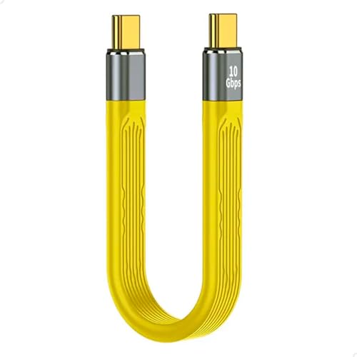 Cabo USB-C curto de 10Gbps para transferências ultrarrápidas, carregamento eficiente e setup organizado, ideal para uso diário e em viagens.