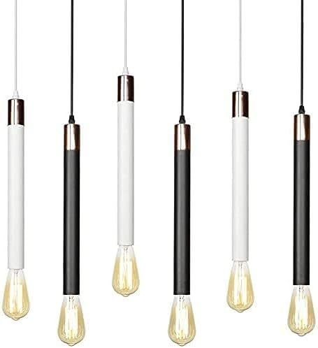 Lustre suspendu noir et blanc en lot de 6, plafonnier à hauteur réglable pour îlot de cuisine