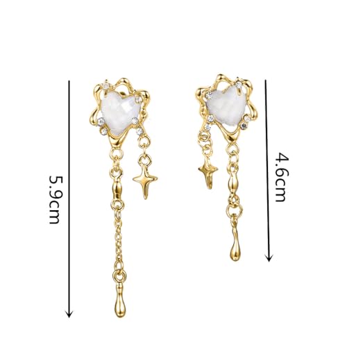 Aesthetic Silver Glitter Flower Tassel Star Earrings for Women Gothic Love Heart Crystal Dangle Drop Earrings Y2k Jewelry4