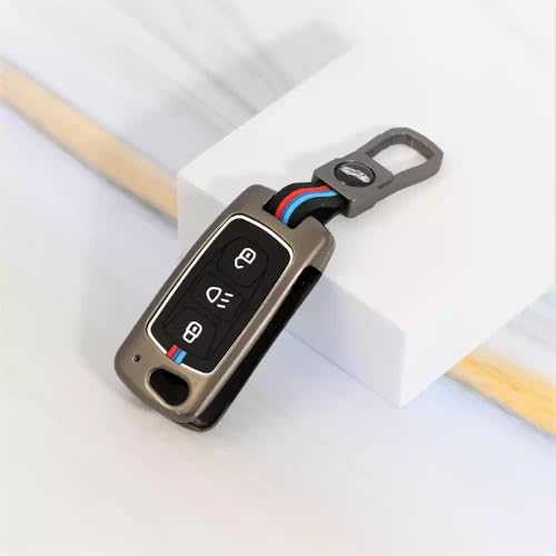 Image of Metal Keycover for Punch, Harrier, Nexon, Altroz, New Safari, Tiago, Tigor - 3 Button Flip Key (Metal Silicon)