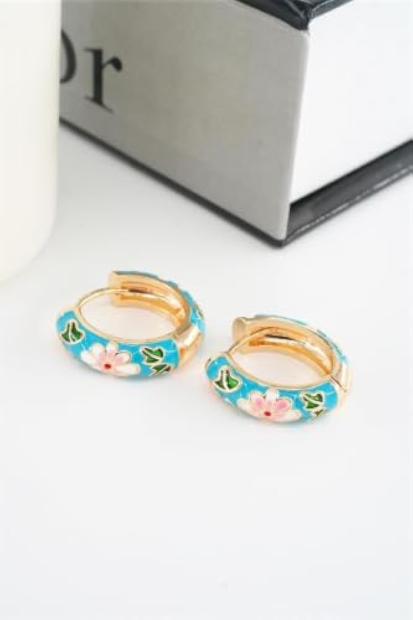Women's 18KT Gold Plated Floral Era Hoop Earrings, Gift