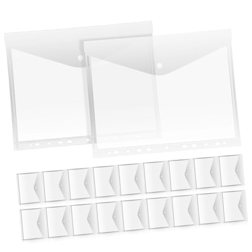 20 Pochettes Transparentes Perforées A4 en PP Résistant pour Classeur de Bureau