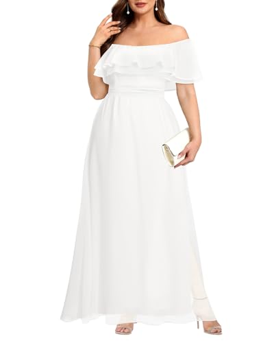 Image of Pinup Fashion Plus Size Formal Bridesmaid Wedding Guest Chiffon Long Dress