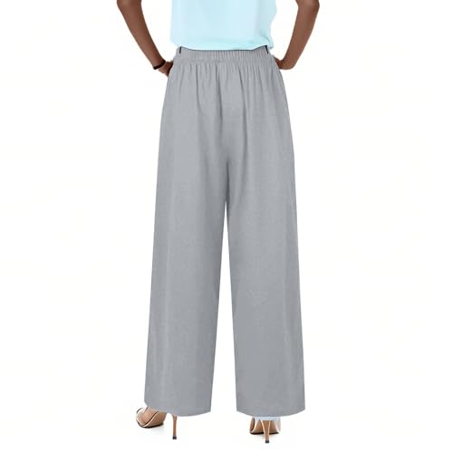 Flowy Wide Leg Linen Pants Women Summer Baggy Beach Vacation Palazzo Pants Casual High Waisted Pants with Pockets4