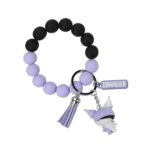 Bioworld Kuromi Beaded Multi-Charm Keychain