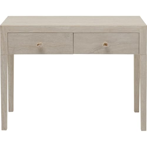 Kare Console Design Travertino Drawers - Beige - 77 x 100 x 40 cm - avec 2 tiroirs - Table de Rangement - Revêtement en marbre - Salon