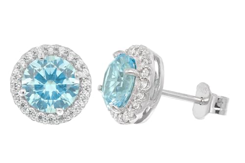 Boucles d'oreilles argent 925 femme avec zircon cubique bleu 21359-02