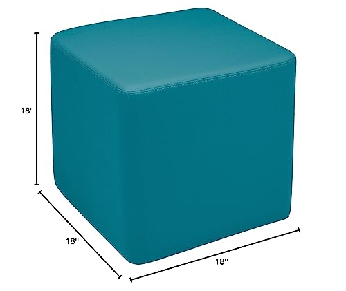 Image of Sprogs 18 inch H Structured Cube Stool -Flexible Modular Collaborative Soft Seating for Office, Home, Lounge and School Classrooms with Durable Frame -Teal