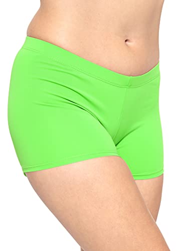 Stretch is Comfort Women s Nylon Spandex Stretch Booty Shorts Neon Lime Small