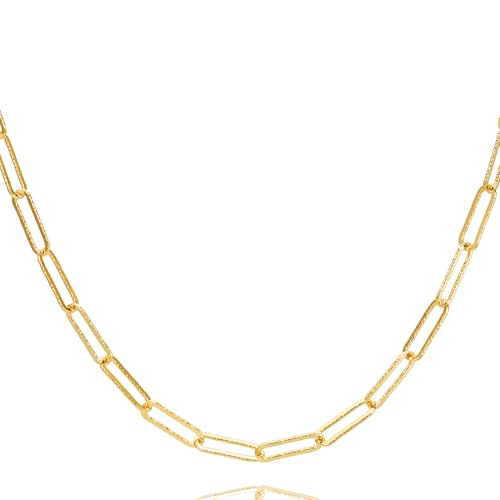 Image of OROVI Paperclip Chain Necklace for Women in 18ct Gold Plated 925 Sterling Silver, 45 cm 925 Silver Necklace with Lobster Claw Clasp, Made in Italy, Delivered in Jewellery Box