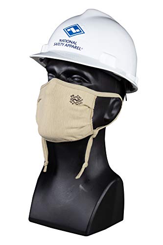 NATIONAL SAFETY APPAREL MASK2A-JK FR Control 2.0 Double Layer Face Mask with Adjustable Ear Loops, Flame Resistant, One Size, Desert Sand, Made in The USA, One Size Fits Most