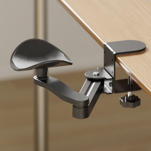 lomonmen Podłokietnik na biurko, ergonomiczna podpórka pod podłokietnik, obrotowa podpórka pod nadgarstek, regulowana podpórka pod łokcie, do domu i biura