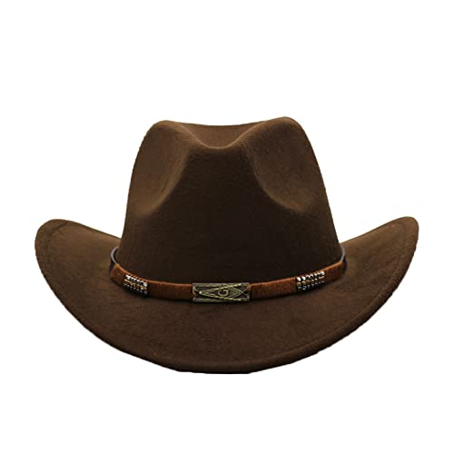 Ebricon Thickened Wool Cowboy Hat Curling Brim European American Jazz Felt Hat Western Cowgirl Hat For Women Outdoor Travel Purple #TOP3