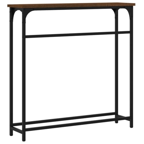 Mesa consola de madera marrón roble de 75x19,5x75 cm para pasillo 8