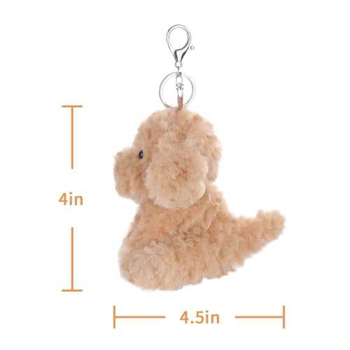 Image of Apricot Lamb Toys Plush Puppy Stuffed Animal Soft Keychain for Bag 4 in