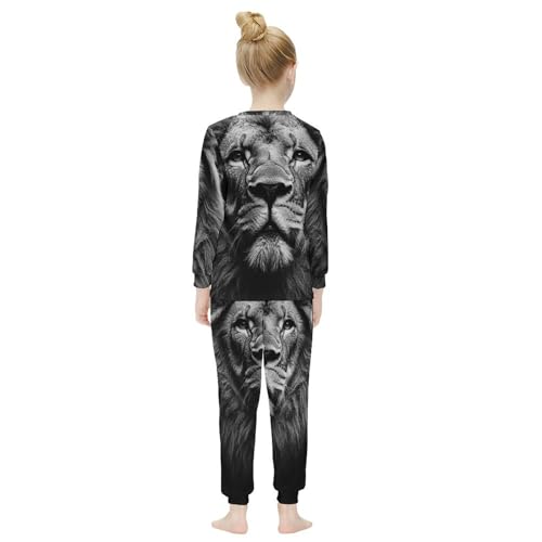 Close Up of A LionGirls Pajamas, Long-sleeved Casual Pajamas And Home Clothes7-9Y（120cm）4