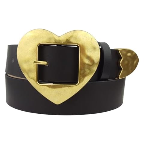Axesoria Vintage Gold Heart Buckle and Tip Belt Black M Cover
