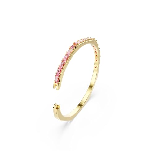 Image of Swarovski Matrix Octagon Bangle, Baguette Cut, Clear, Pink Crystals, Rhodium and Gold-Tone Finishes