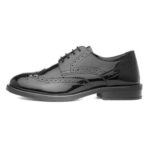 Hush Puppies Charlotte Womens Black Patent Brogue - Size 7 UK - Black