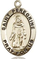 14kt Gold Filled St Peregrine Pendant on a 24 inch Gold Filled Light Rope Chain.