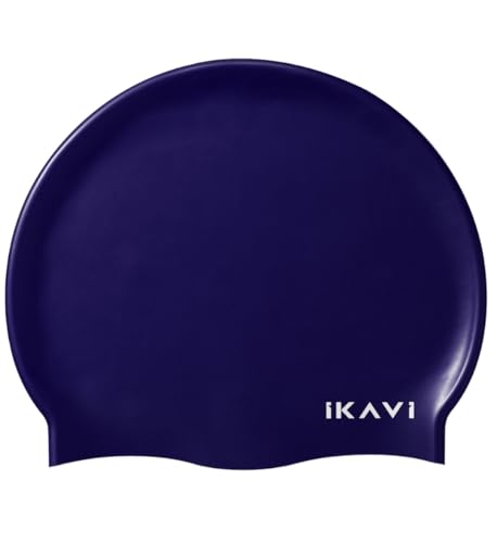 Silicone Swim Cap - Durable & Stretchable, One Size Fits All (Midnight Blue)