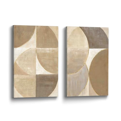 Bedroom Geometric Canvas Wall Art: 2 Piece Abstract Shape Picture Minimalist Pattern Print Modern Bathroom Painting Small Vertical Aesthetic Artwork Decor Living Room