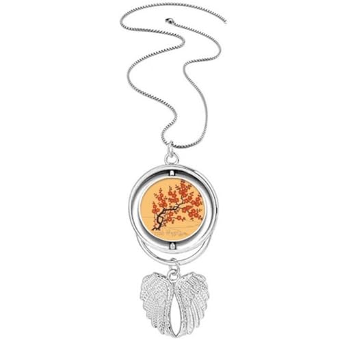 Collier ailes d'ange orné de fleurs rouges et peinture japonaise d'exception