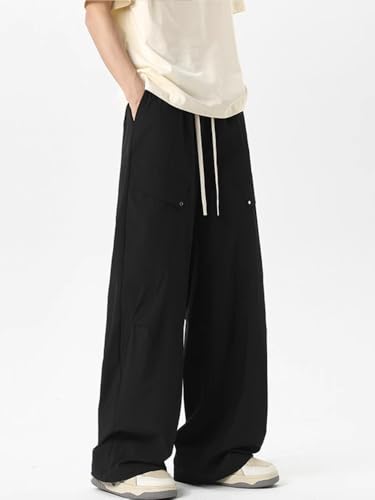 Men's Pants Workwear Ice Silk Wide Leg Loose Retro High Street Summer Casual Long Pants for Men3