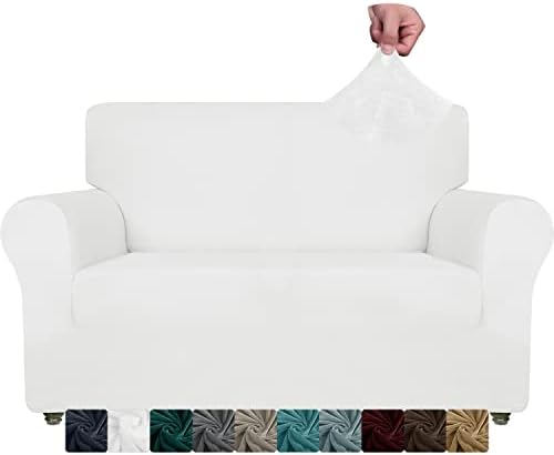 XINEAGE 1 Piece Velvet Couch Covers for 3 Cushion Couch Living Room High Stretch Sofa Cover Pets Dogs Friendly Anti Slip Thickened Slipcovers Furniture Protector (3 Seater, Blackish Green)