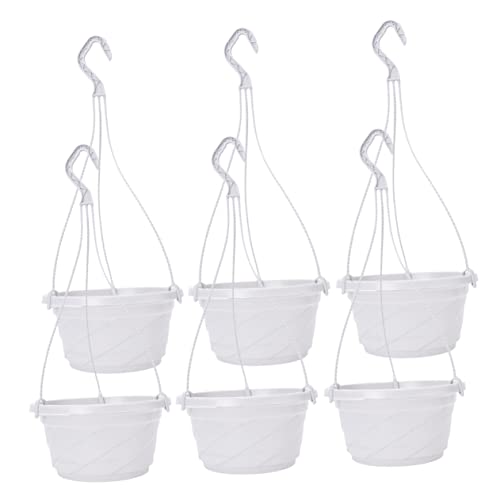 BESTonZON 6 Juegos Juego de macetas de Planta de araña plástico Colgante macetero Colgante de plástico Titular de la Flor Plantador macetas s el plastico Blanco