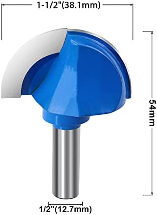 ROOCBIT Core Box Router Bit 1/2 Inch Shank Round Nose Cove Box Router Bit 1-1/2" Cutting Diameter Woodworking Milling Cutter Tool