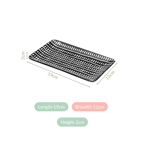Image of Nestasia Ceramic Serving Platters Tray | 7 Inch Microwave & Dishwasher Safe Serveware for Snacks, Nashta, Tikkas, Kebabs, Starters, Buffet Appetizer (Set of 6, Black)